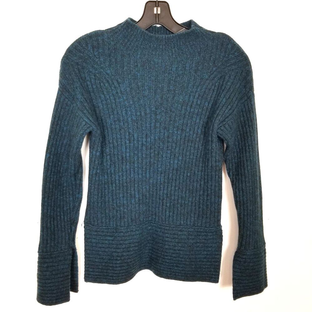 Club Monaco‎ Selska Cashmere Sweater Sz XS Teal Blue Ribbed Pullover